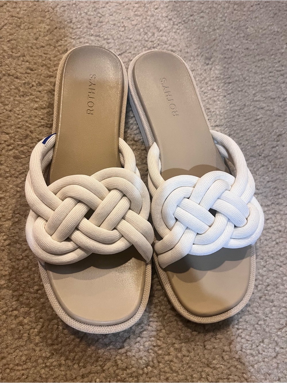Rothy's White cream Braided Slide Sandals - Women 11.5 the summer sandals